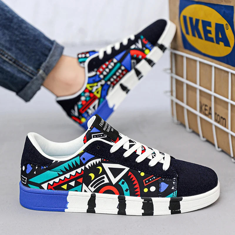 Men’s Flat Bottom Sneakers Fashionable Colorful Outdoor