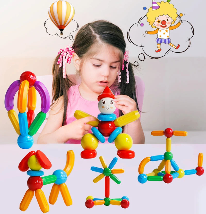 Magplayer Kids Magnetic Building Blocks – STEM Construction Tiles & Rods Toy for Children Gift