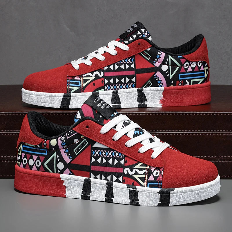 Men’s Flat Bottom Sneakers Fashionable Colorful Outdoor