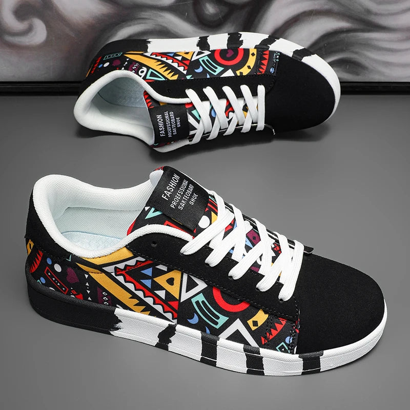 Men’s Flat Bottom Sneakers Fashionable Colorful Outdoor