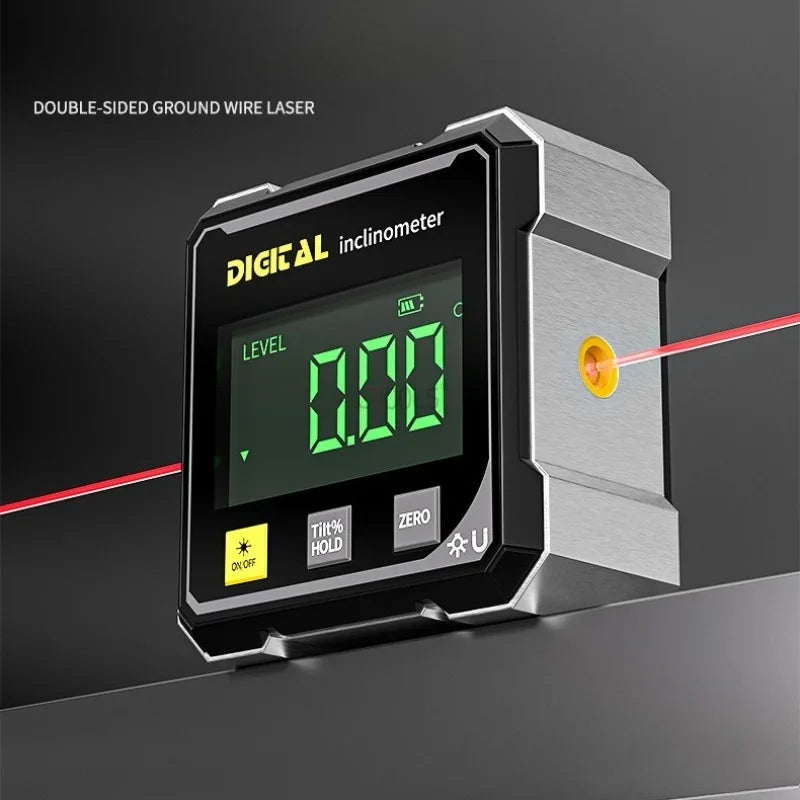 Mini Digital Protractor – Magnetic Laser Angle Gauge & Level Box