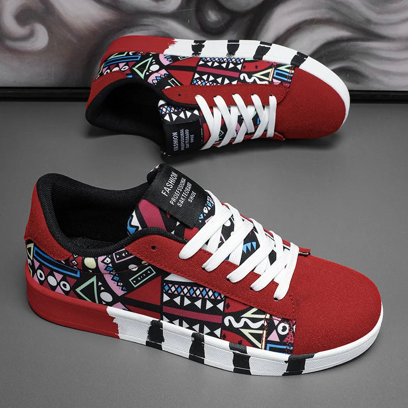 Men’s Flat Bottom Sneakers Fashionable Colorful Outdoor