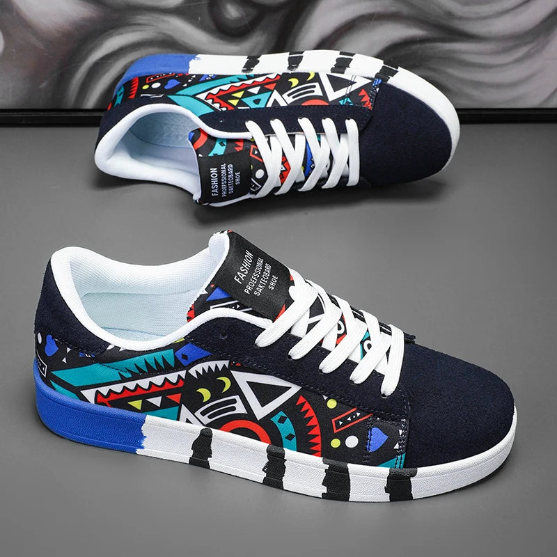 Men’s Flat Bottom Sneakers Fashionable Colorful Outdoor
