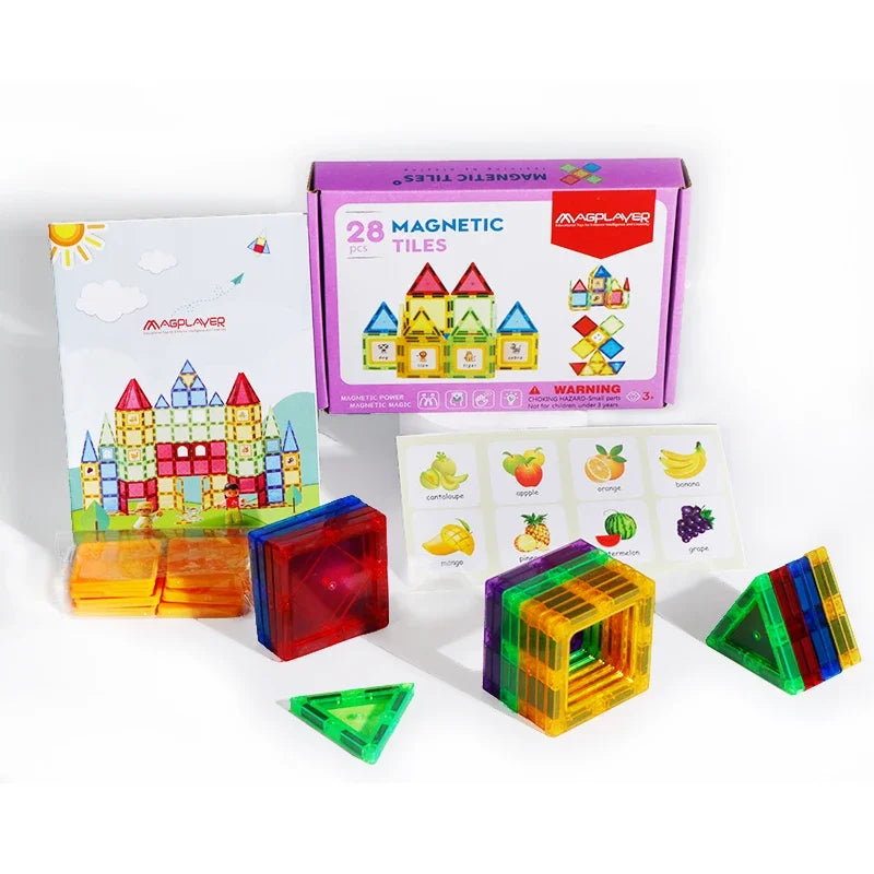 Magplayer Kids Magnetic Building Blocks – STEM Construction Tiles & Rods Toy for Children Gift