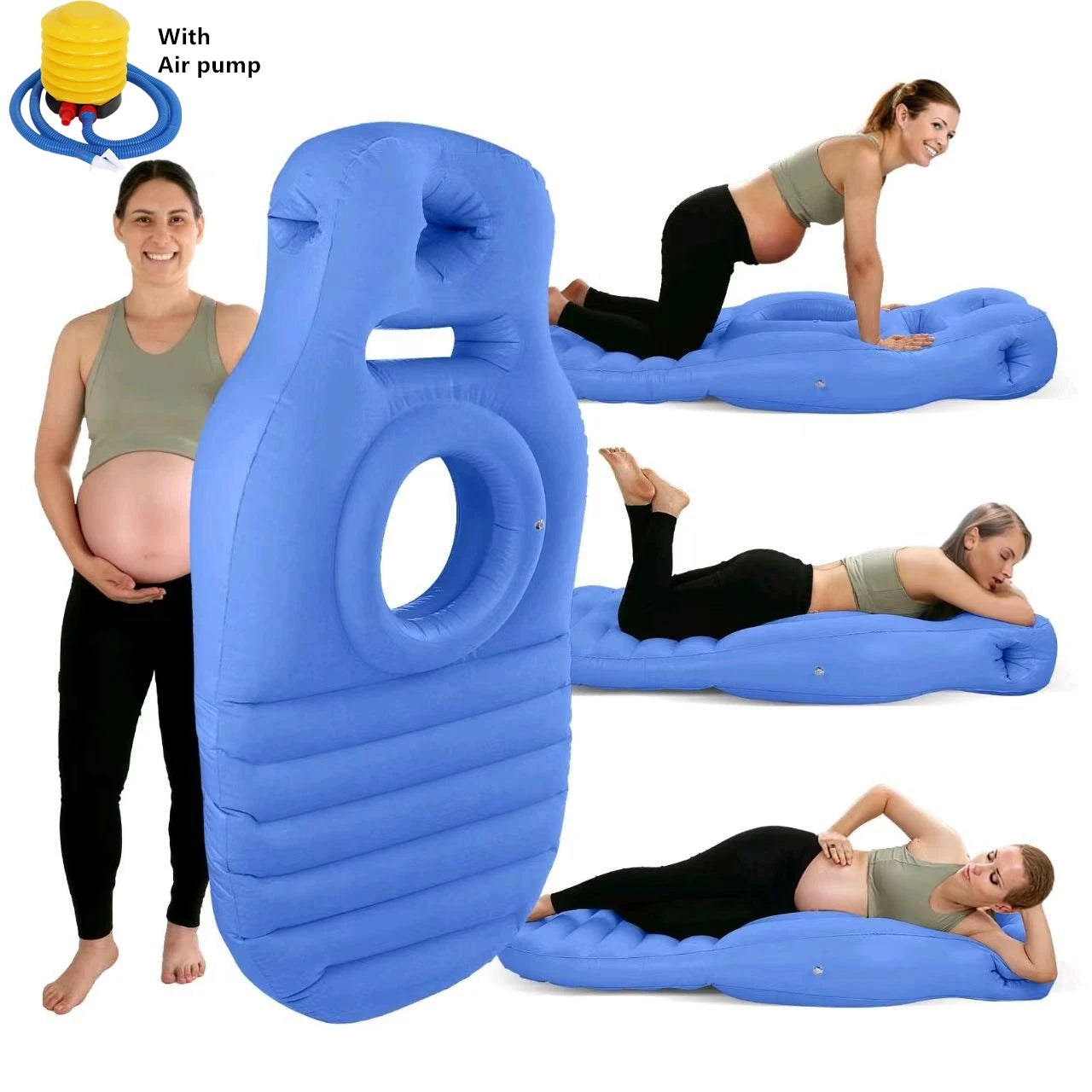 Inflatable Pregnancy Body Pillow – O-Type Maternity Sleeping Mat with Air Pump