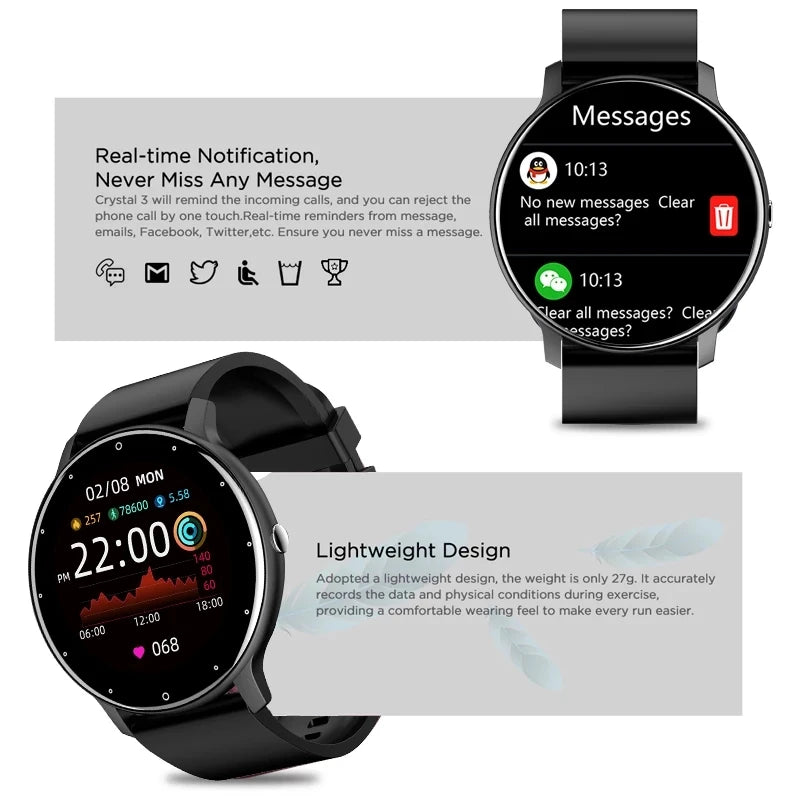 2025 Full Touch Screen, Sport Fitness &  Waterproof, Bluetooth for Android & iOS