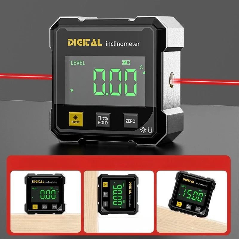 Mini Digital Protractor – Magnetic Laser Angle Gauge & Level Box