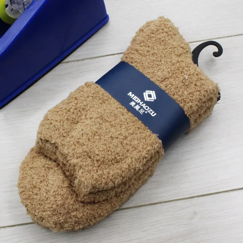 New Winter Socks Cashmere Thick Velvet Wool Thicken Warm Women Socks Sox Fashion Harajuku Solid Color Thermal Long Socks