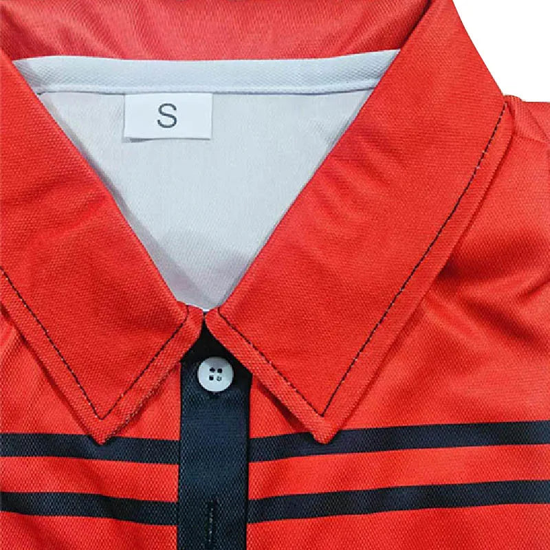 Men’s Summer Slim Fit Polo Shirt – Short Sleeve, Color Block, 3D Print