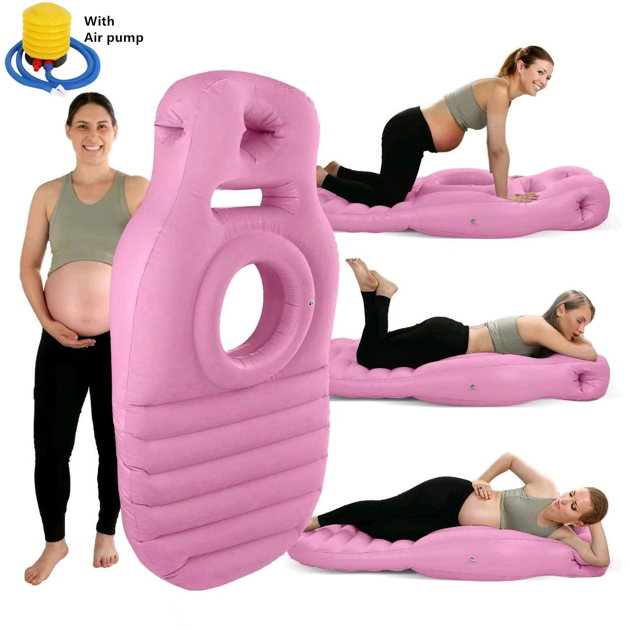 Inflatable Pregnancy Body Pillow – O-Type Maternity Sleeping Mat with Air Pump
