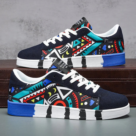 Men’s Flat Bottom Sneakers  Fashionable Colorful Outdoor