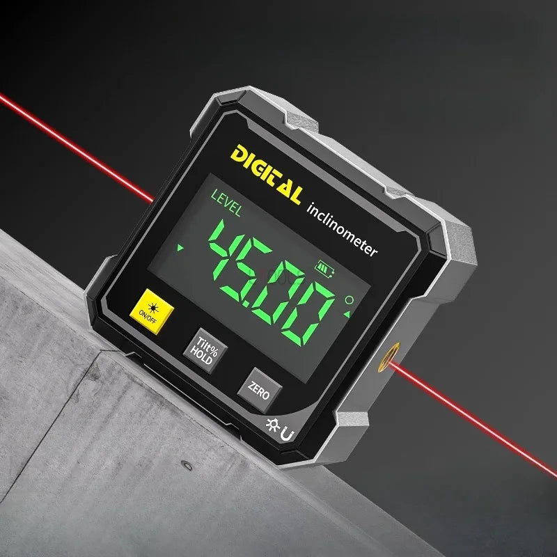 Mini Digital Protractor – Magnetic Laser Angle Gauge & Level Box