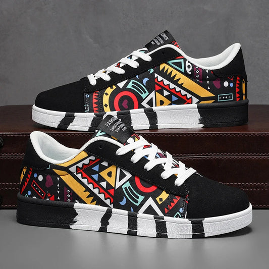 Men’s Flat Bottom Sneakers  Fashionable Colorful Outdoor