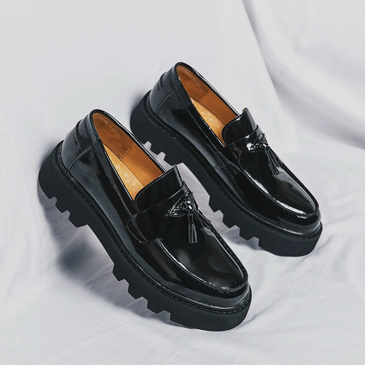 Large Size Glossy Leather Men’s Formal Loafers