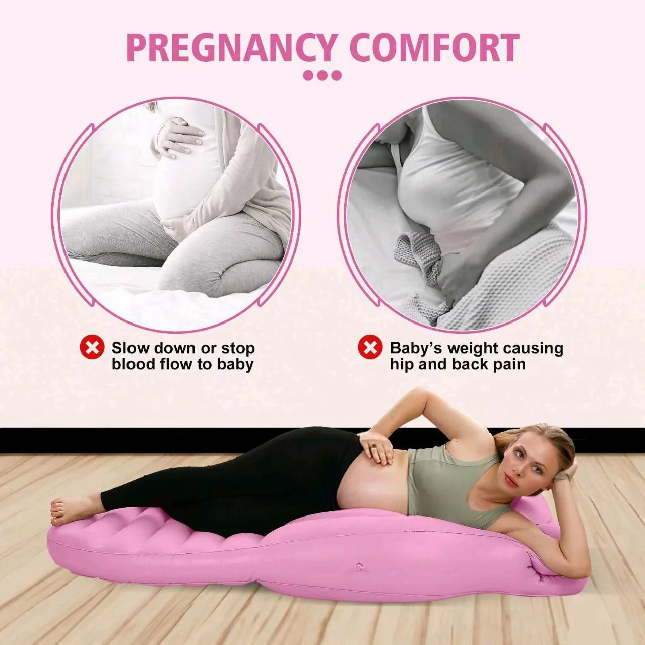 Inflatable Pregnancy Body Pillow – O-Type Maternity Sleeping Mat with Air Pump
