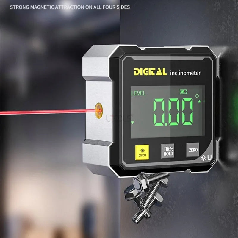 Mini Digital Protractor – Magnetic Laser Angle Gauge & Level Box