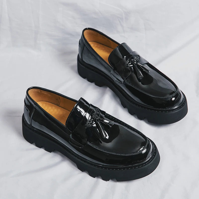 Large Size Glossy Leather Men’s Formal Loafers