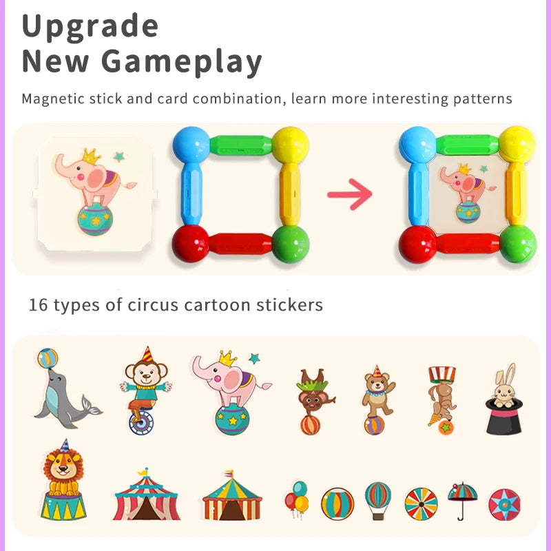 Magplayer Kids Magnetic Building Blocks – STEM Construction Tiles & Rods Toy for Children Gift